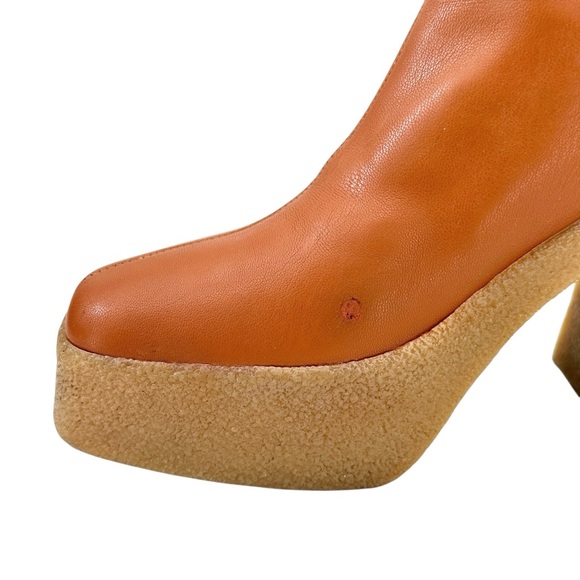 Stella McCartney Skyla Stretch Brown Vegan Leather Chunky Platform Ankle Boots - Picture 7 of 14